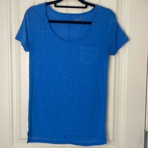 Blue Short Sleeve T Shirt, Size M, Women's Casual Top Relaxed Boyfriend